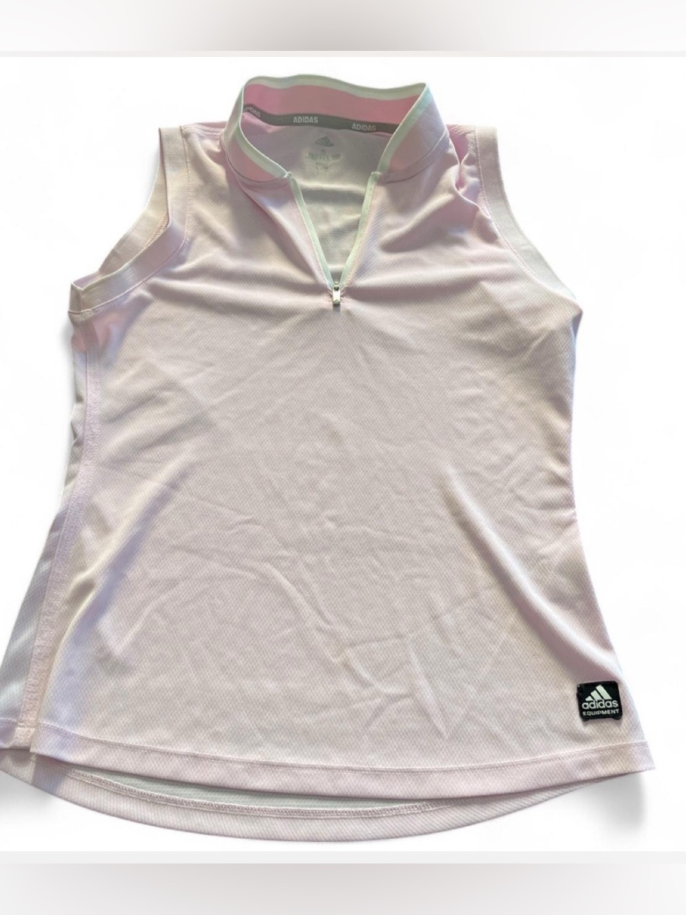 Adidas Golf Equipment Women’s Small Pink Sleeveless 1/4 Zip Polo Top